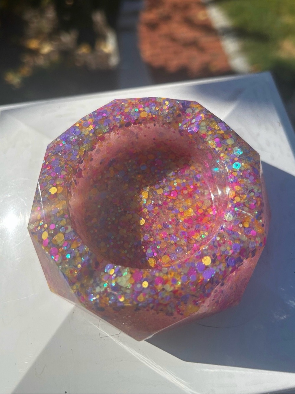Pink Glitter Resin Catchall Bowl